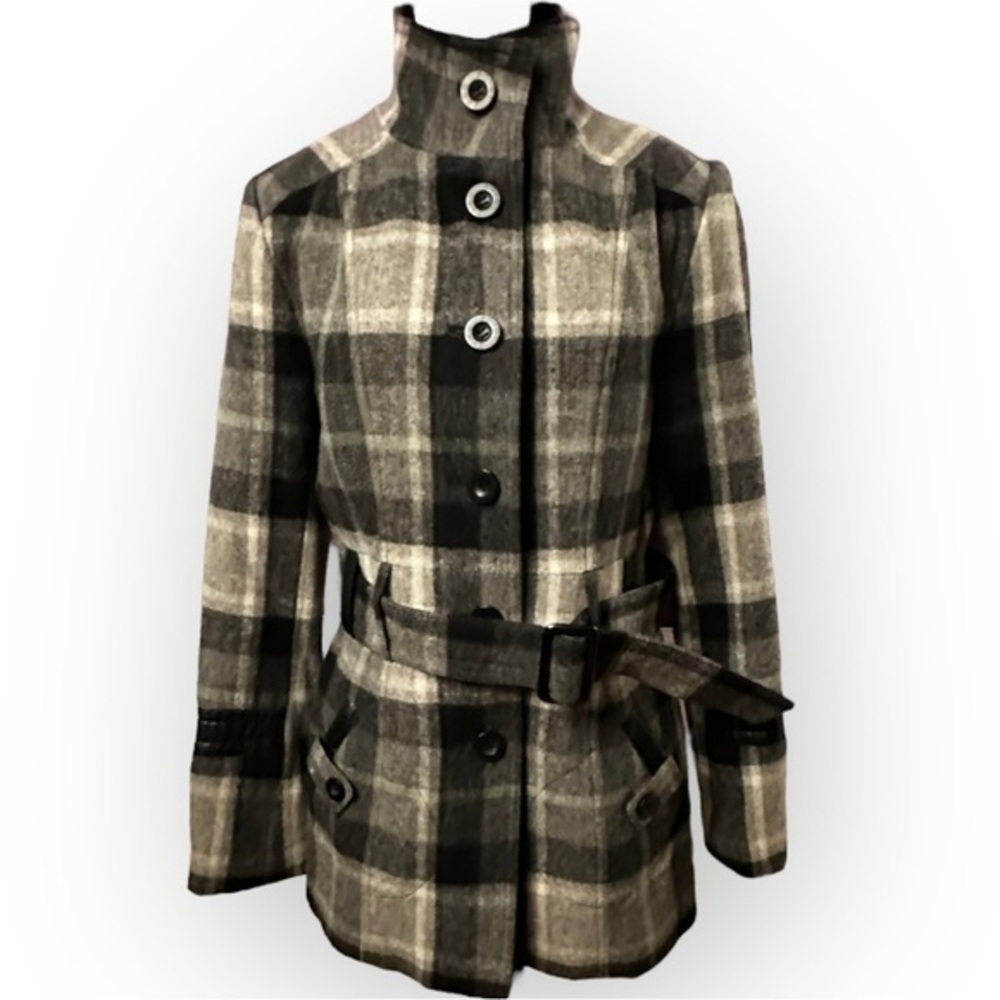Women’s Small Point Zero Wool Plaid Coat